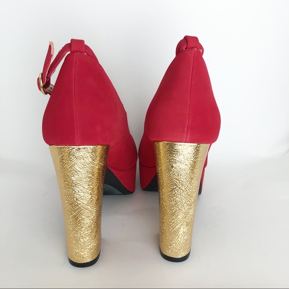 Qupid Dark Red peep Toe Ankle Strap Platform size7 - Picture 11 of 13